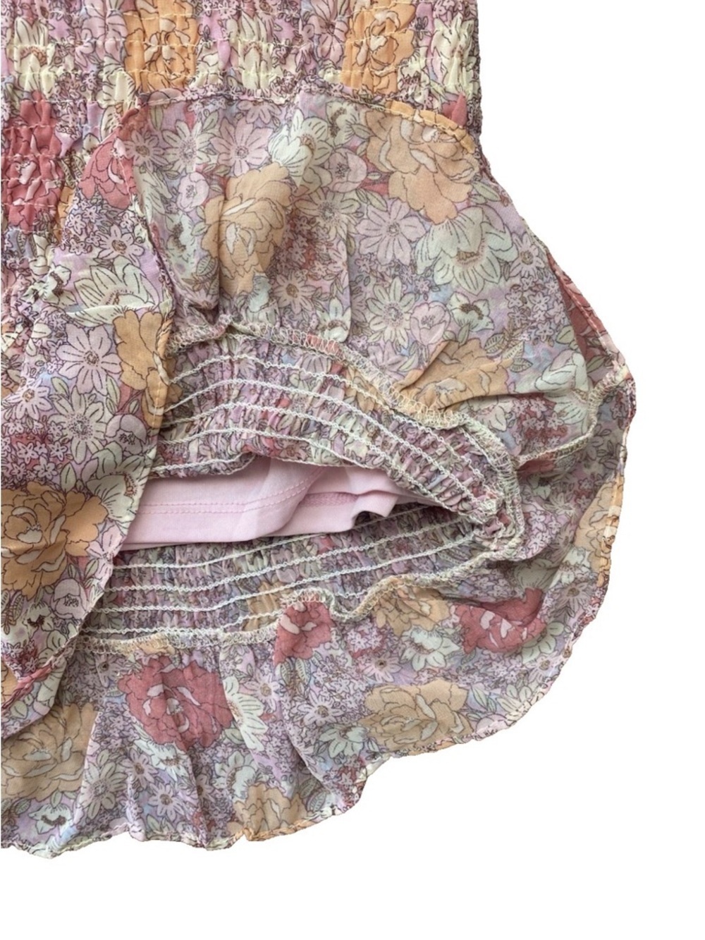 Haute Monde Mini Skirt Ruched Smocked Ditsy Petal Pink Floral Small - Picture 3 of 5